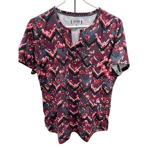 Koi Next‎ Gen Women's Floral V-Neck Scrub Top Pink Multicolor Size M